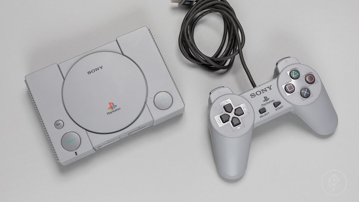 PlayStation Classic mini console with FFVII art