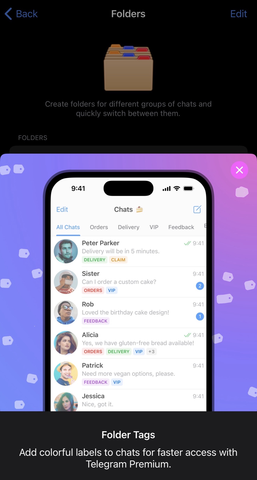 Telegram Privacy and Security settings screen