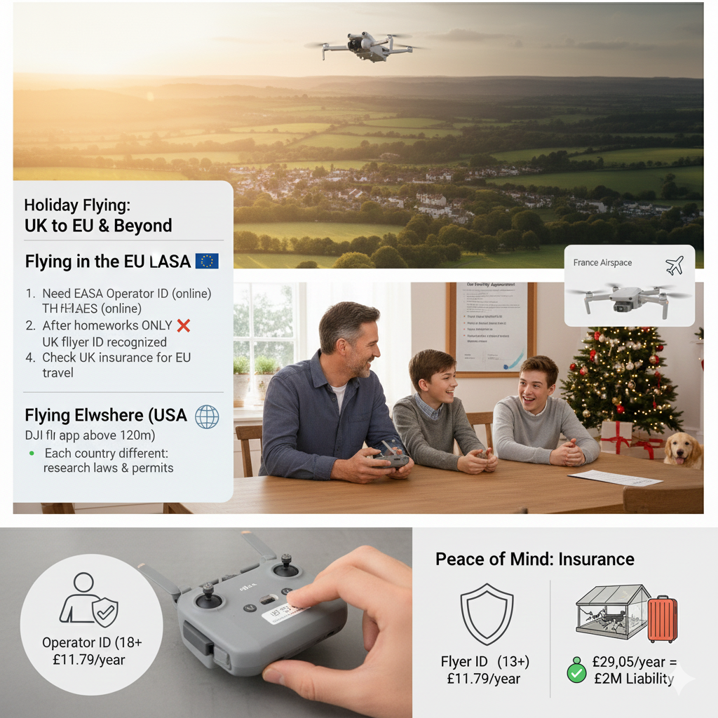 Teenager smiling while holding DJI drone remote control