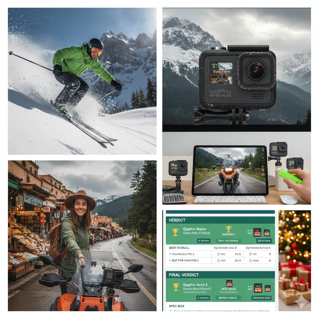 DJI Osmo Action camera mounted on motorcycle