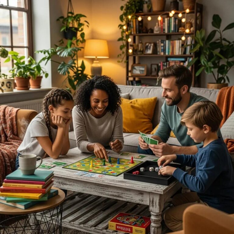 Family enjoying screen-free time together, promoting healthy screen time limits for kids