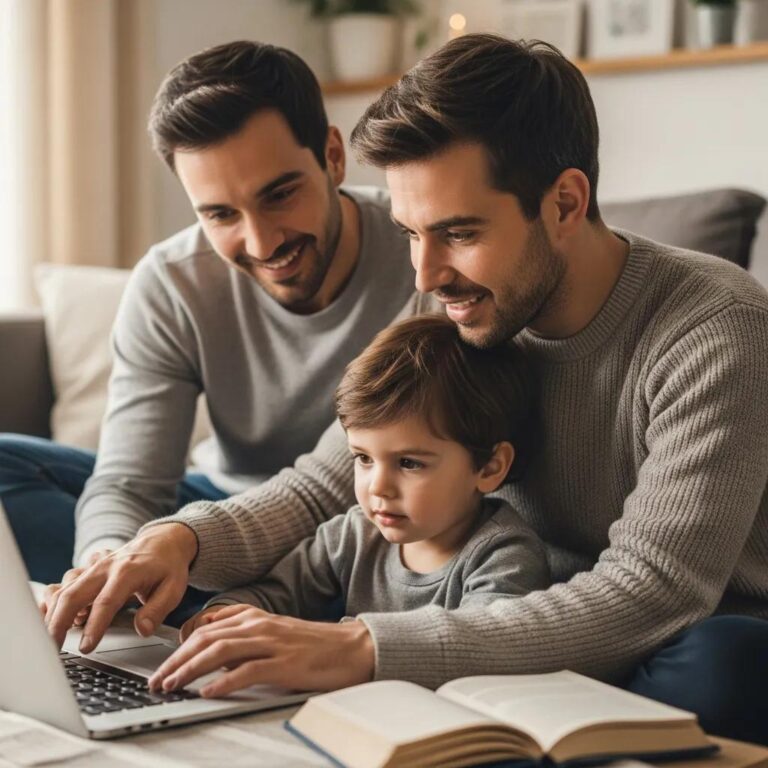 Parent and child using technology safely at home, emphasizing child privacy protection