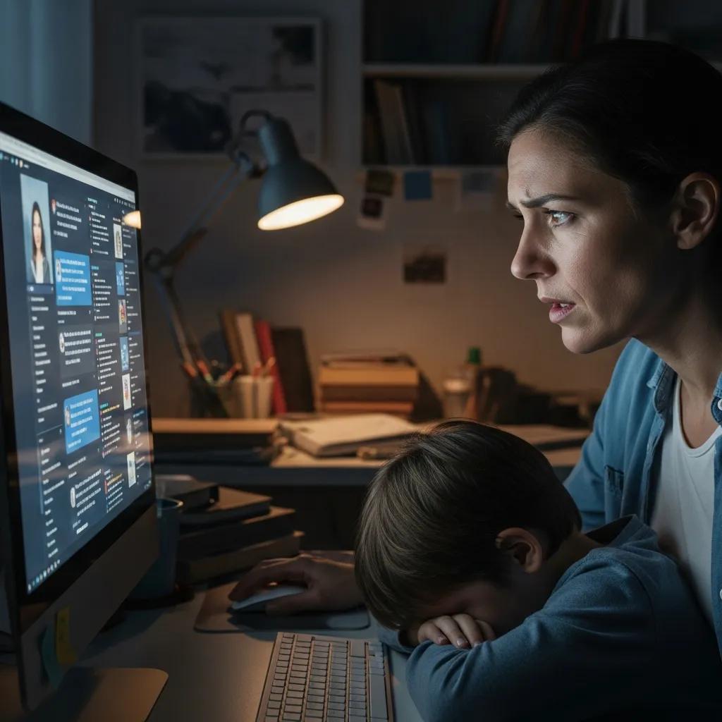 Parent monitoring child's online interactions to prevent cyberbullying